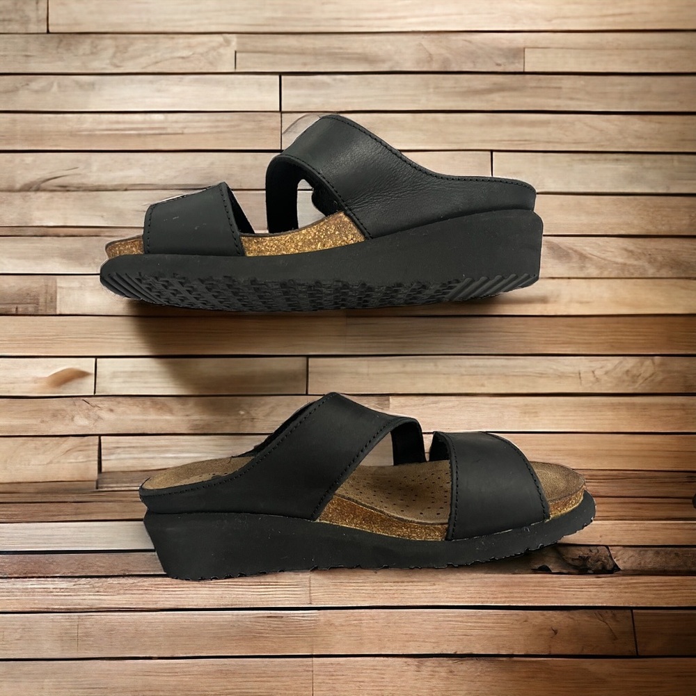 Spring Step Slides Black Leather US Size 7 and EU Size 37 Made In Spain - Picture 11 of 13
